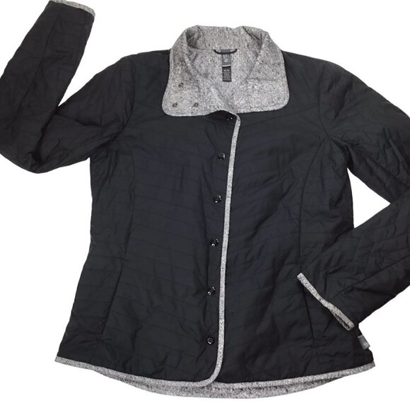 Mountain Hardwear Quilted Women's Jacket Snap Front Sz M Black Gray Lightweight - Picture 7 of 12